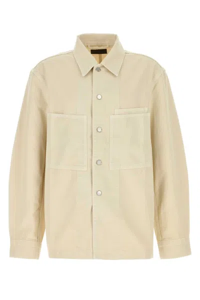 Lemaire Men Sand Denim Shirt In Yellow