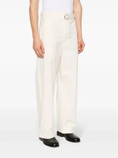 Lemaire Men Seamless Belted Pants In Wh053 Pale Ecru