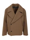 Lemaire Double-breasted Jacket In Brown
