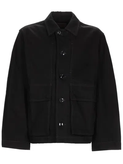 Lemaire Men's Sports Jacket - Jacron Cowhide & Cotton Blend In Black