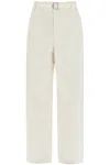 Lemaire Off-white Pleated Carrot Trousers In Bianco
