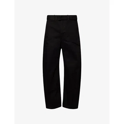 Lemaire Mens Black Twisted Belted Cotton Denim Trousers