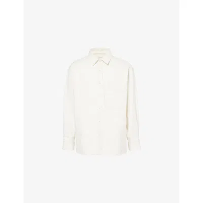 Lemaire Mens Contrast-stitch Oversized Cotton-twill Shirt Creamy White In Neutrals