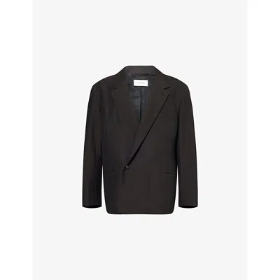 Lemaire Mens  Double-breasted Relaxed Wool-blend Blazer In Dark Espresso Melange