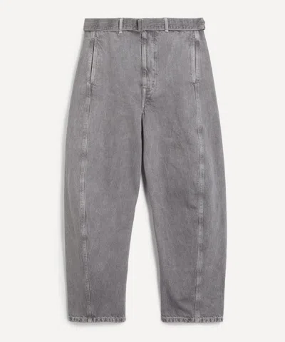 Lemaire Mens Heather Twisted Belted Trousers In Grey