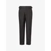Lemaire Cotton Trousers With Back Pockets And Pleated Front In Dark Espresso Melange