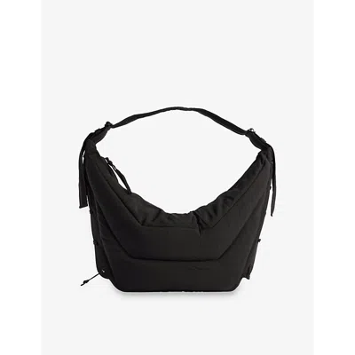 Lemaire Mens Soft Game Large Woven Cross-body Bag Dark Chocolate