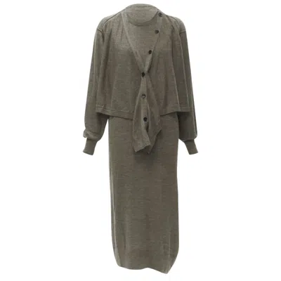 Lemaire Merino Wool Blend Tie Cardigan Sweater Dress In Brown