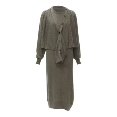 Pre-owned Lemaire Merino Wool Blend Tie Front Cardigan Dress In Brown