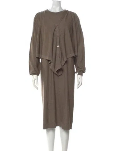 Pre-owned Lemaire Merino Wool Knee-length Dress W/ Tags In Brown