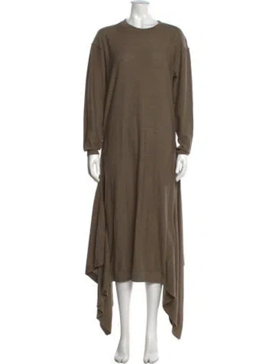 Pre-owned Lemaire Merino Wool Long Dress In Brown