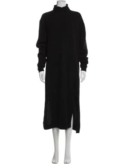 Pre-owned Lemaire Merino Wool Midi Length Dress In Black