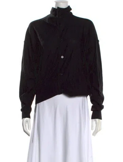 Pre-owned Lemaire Merino Wool Mock Neck Sweater In Black