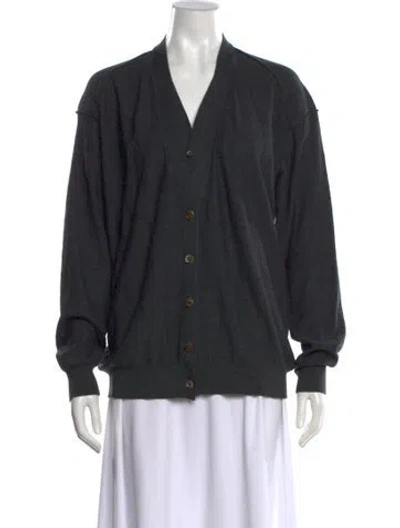 Pre-owned Lemaire Merino Wool V-neck Sweater In Black
