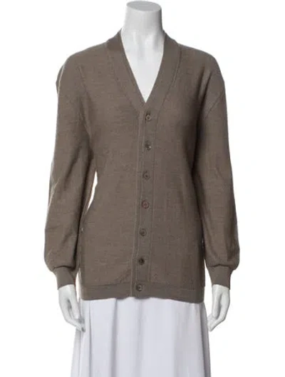 Pre-owned Lemaire Merino Wool V-neck Sweater In Brown