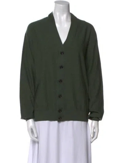 Pre-owned Lemaire Merino Wool V-neck Sweater In Green