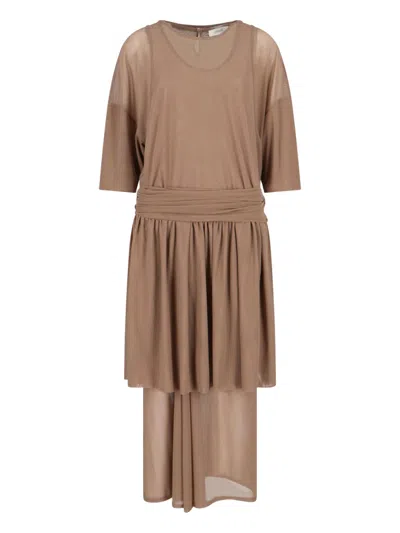 Lemaire Mesh Midi Dress In Brown