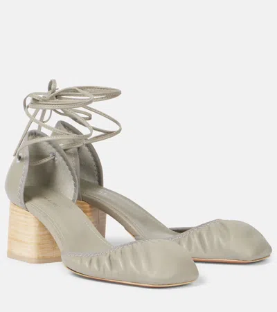 Lemaire Micro Ballerina 55 Leather Pumps In Bk004 Cement