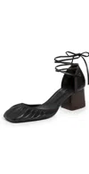 Lemaire Micro Ballerina Leather-trimmed Ruched Velvet Pumps