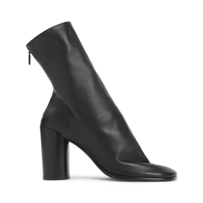 Lemaire Mid-calf Black Lamb Leather Boots With Block Heel