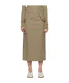 Lemaire Khaki Straps Midi Skirt In Brown
