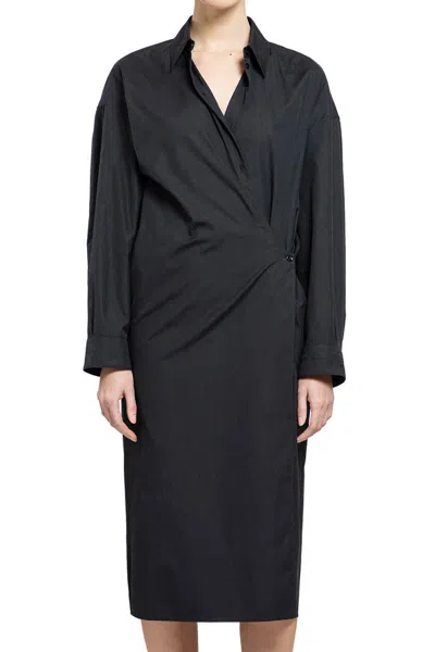 Lemaire Drawstring Shirt Dress In Black