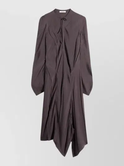 Lemaire Midi Dress Asymmetric Hem Buttoned Long Sleeves