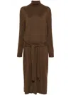 Lemaire Brown Trompe L'oeil Midi Dress In Brown