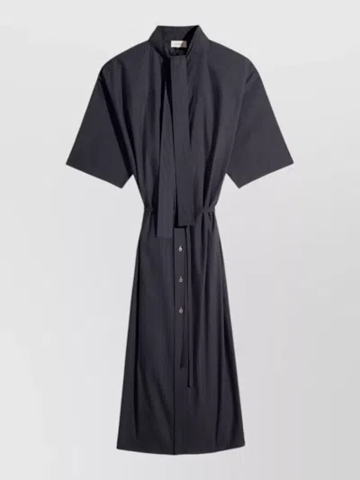 Lemaire Reversible Tube Dress In Washed Cotton Silk In Black