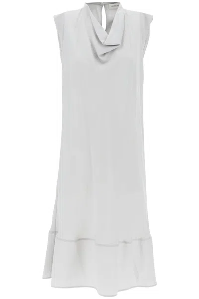 Lemaire Midi Dress With Diagonal Cut In In Neutral