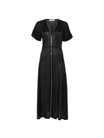 Lemaire V-neck Zipped Midi Dress In Black