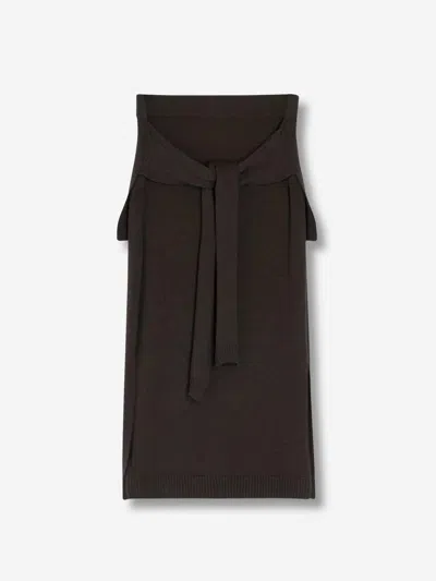 Lemaire Midi Wool Skirt In Brown