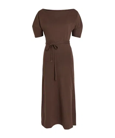 Lemaire Mid-length Dress With Belt And Off-the-shoulder Design In Brown