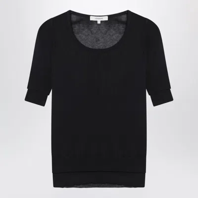 Lemaire Midnight Blue Trompeloeil Top In Viscose And Silk In Black