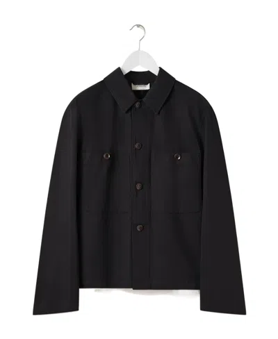 Lemaire Military-inspired Cotton Overshirt In Black