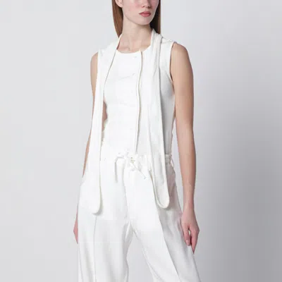 Lemaire Milk-colored Asymmetrical Tank Top With Scarf In White