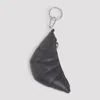 Lemaire Mini Croissant Keychain Textured Surface In Black