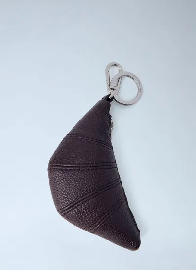 Lemaire Mini Croissant Keyring In Burgundy
