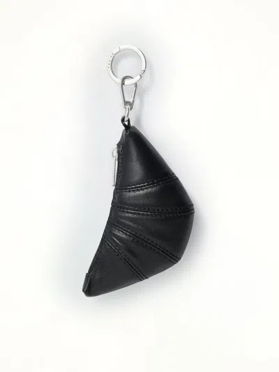 Lemaire Mini Croissant Soft Nappa Keyring In Black
