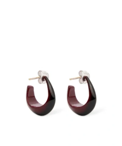 Lemaire Mini Curved Hoop Earrings In Brown