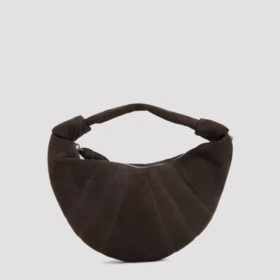 Lemaire Mini Fortune Croissant Leather Handbag In Brown