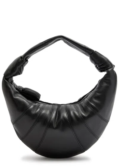 Lemaire Mini Fortune Croissant Leather Shoulder Bag In Black