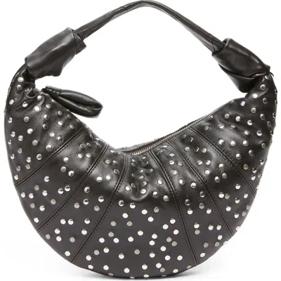 Lemaire Mini Fortune Croissant Studded Leather Handbag In Brown