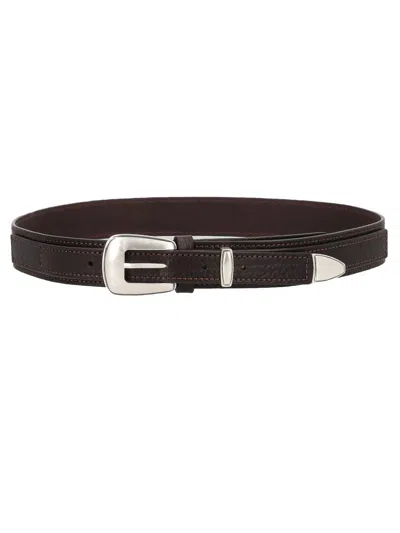 Lemaire Minimal Western Belt In Leather In Brown