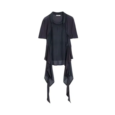 Pre-owned Lemaire Mixed Fabric Knotted Top 'charcoal' | Black | Women's Size Xs