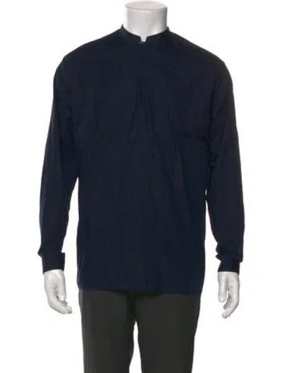 Pre-owned Lemaire Mock Neck Long Sleeve Polo Shirt In Blue