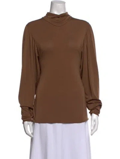 Pre-owned Lemaire Mock Neck Long Sleeve Top In Brown
