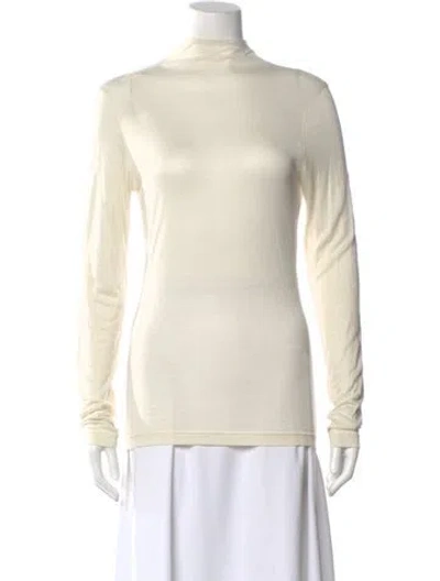 Pre-owned Lemaire Mock Neck Long Sleeve Top In White