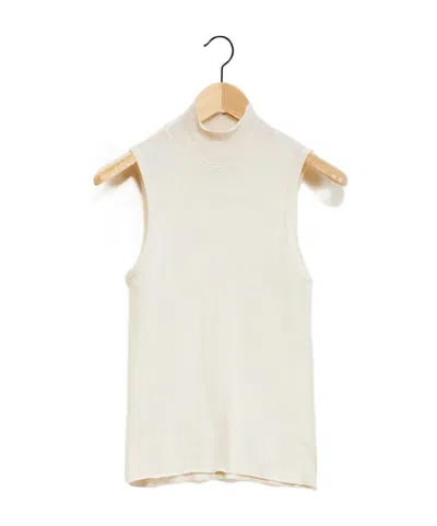 Lemaire Mock-neck Sleeveless Knitted Top In White