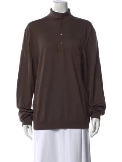 Pre-owned Lemaire Mock Neck Sweater In Brown
